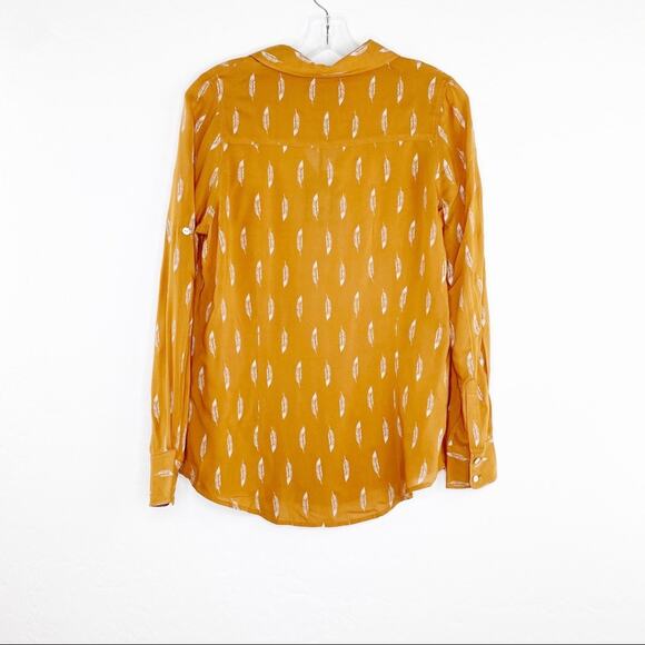 Living Doll Feathers Long Sleeve Button Up Blouse Camel Brown XS - Picture 2 of 11